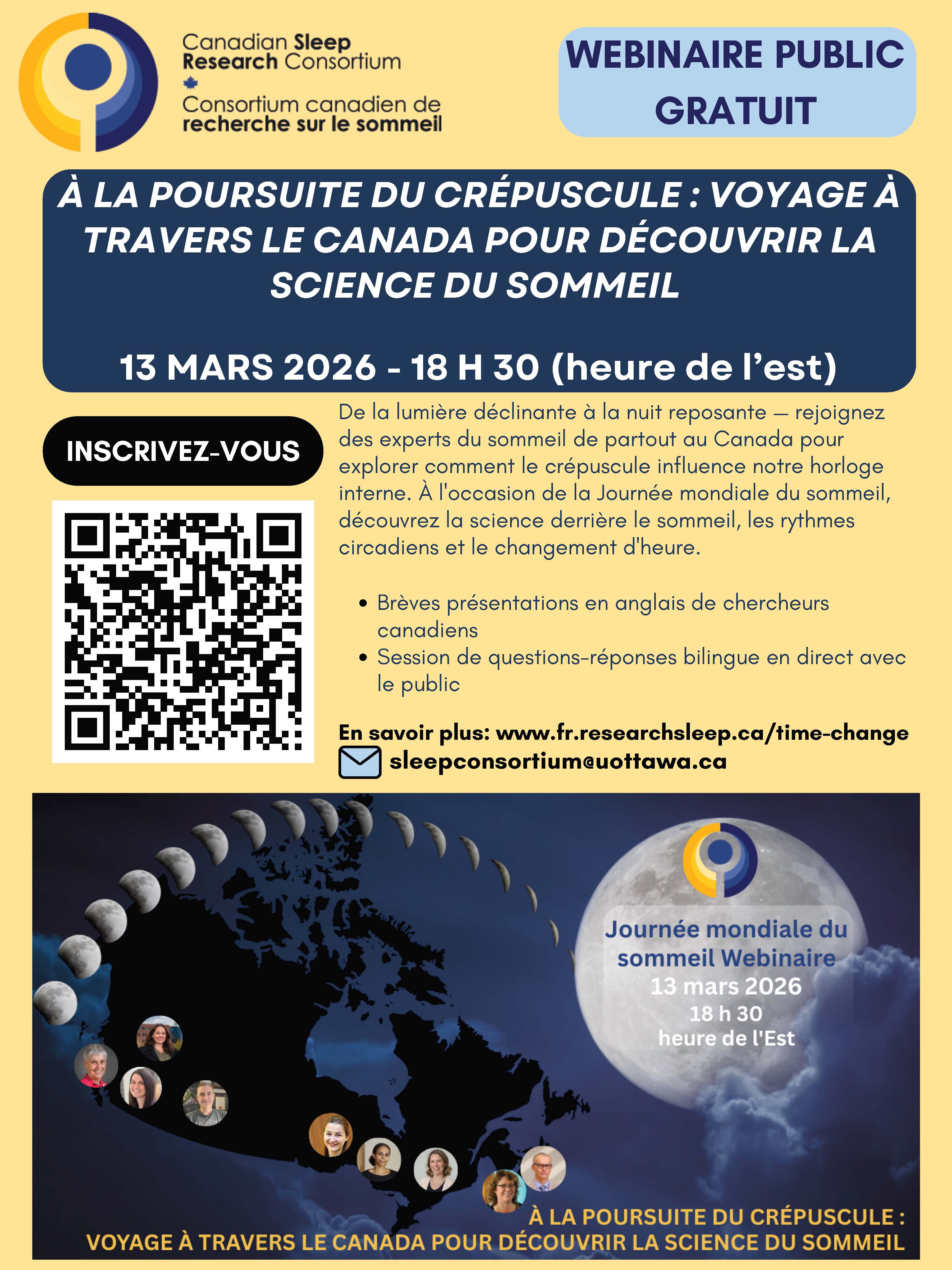 Webinaire public — À la poursuite du crépuscule : Voyage à travers le Canada pour découvrir la science du sommeil